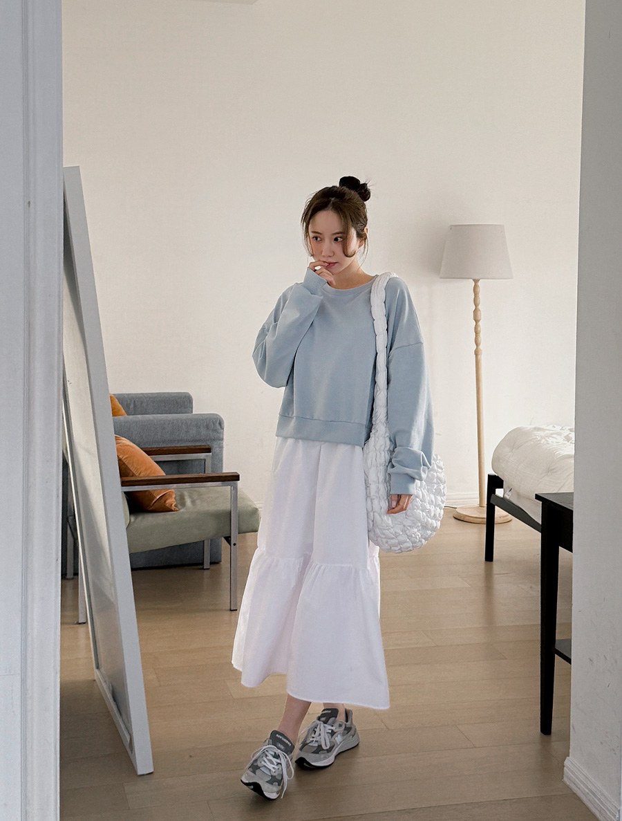 Sebudin Contrast Tiered Long Dress