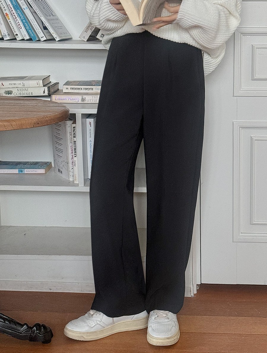 [Daily Pants] Giens Hidden Band Wide Slacks