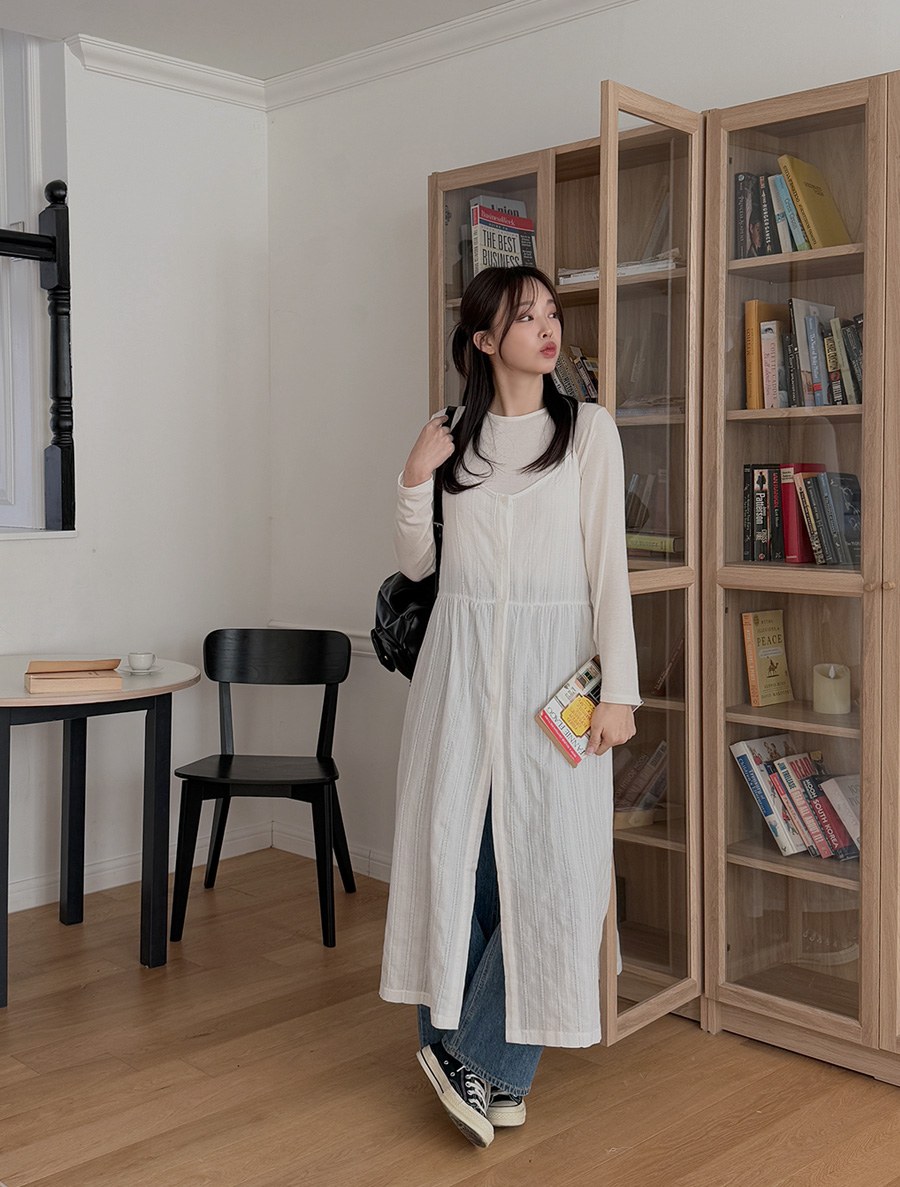 Tehaz Shirring Bustier Long Dress