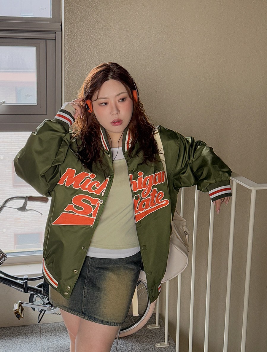 Inenp Patch Nylon Varsity Jacket