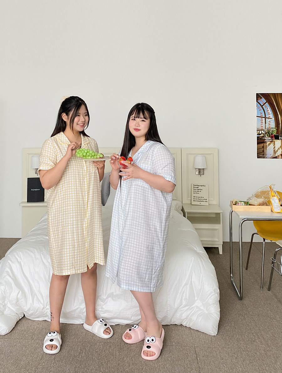 Chediyan Rayon Plaid Check Pajamas Dress