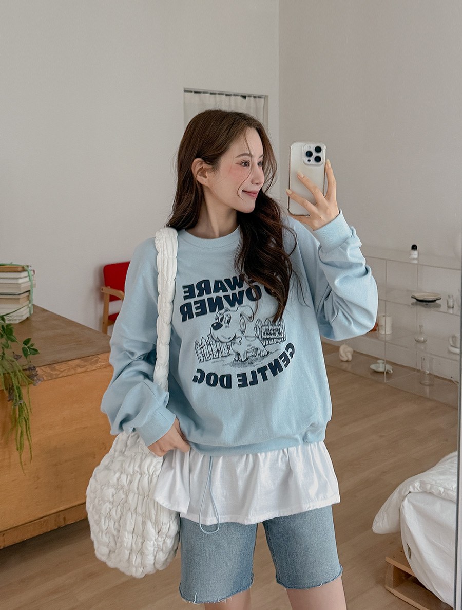 Femurine string layered Graphic Print Sweatshirt