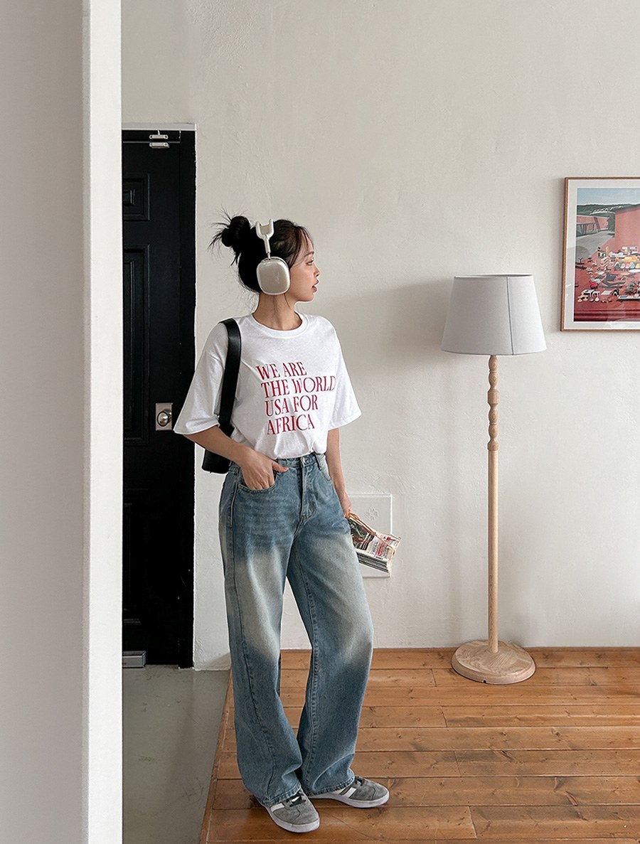 Beruti length semi wide denim pants