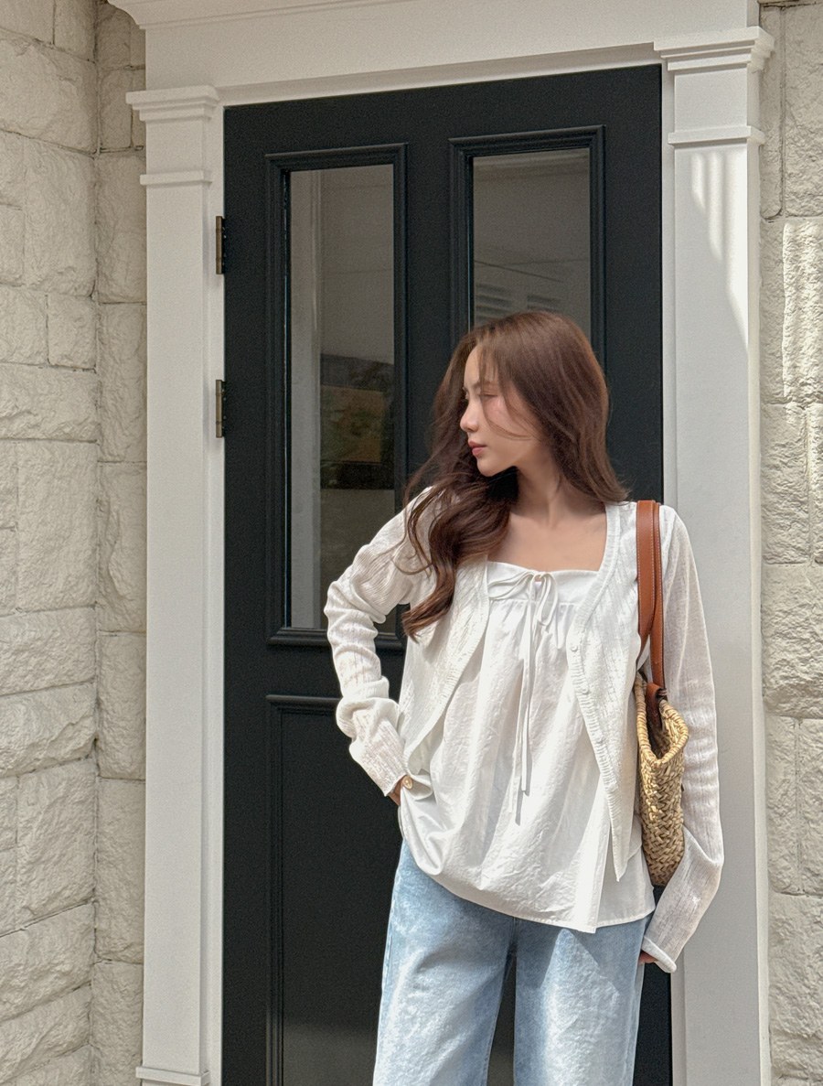 Levion See-through look Crop Cardigan