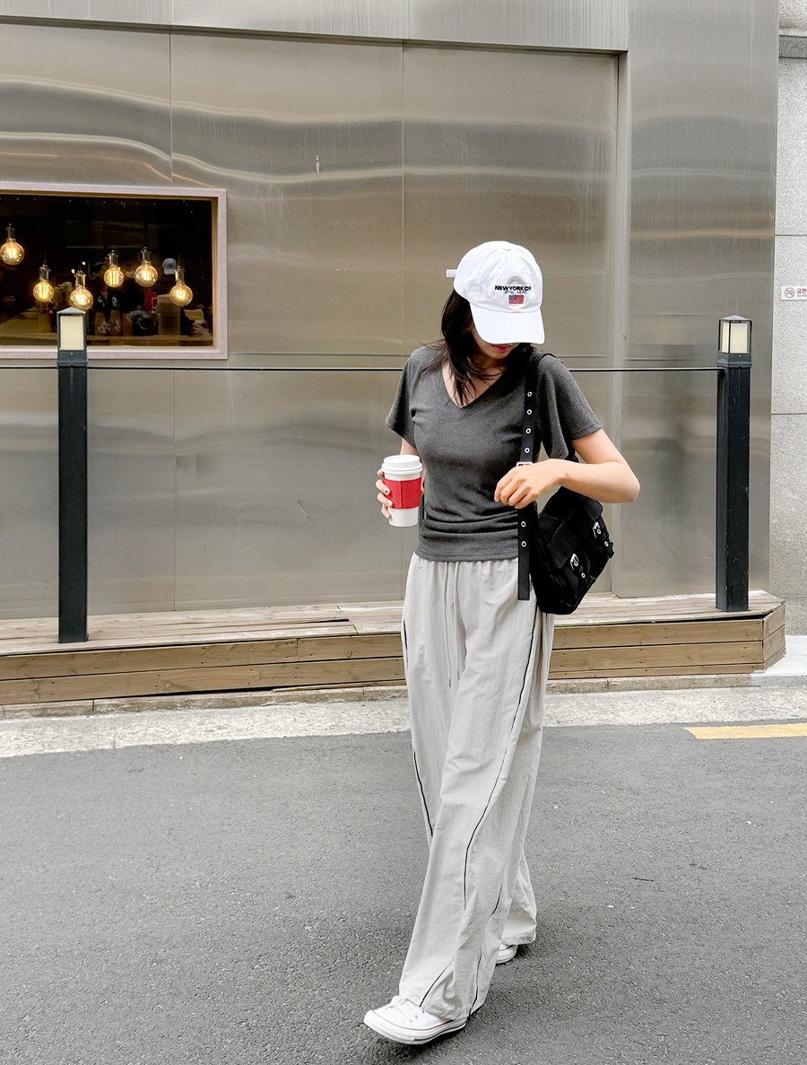 Q-Eve Contrast Cut Long Waistband Pants