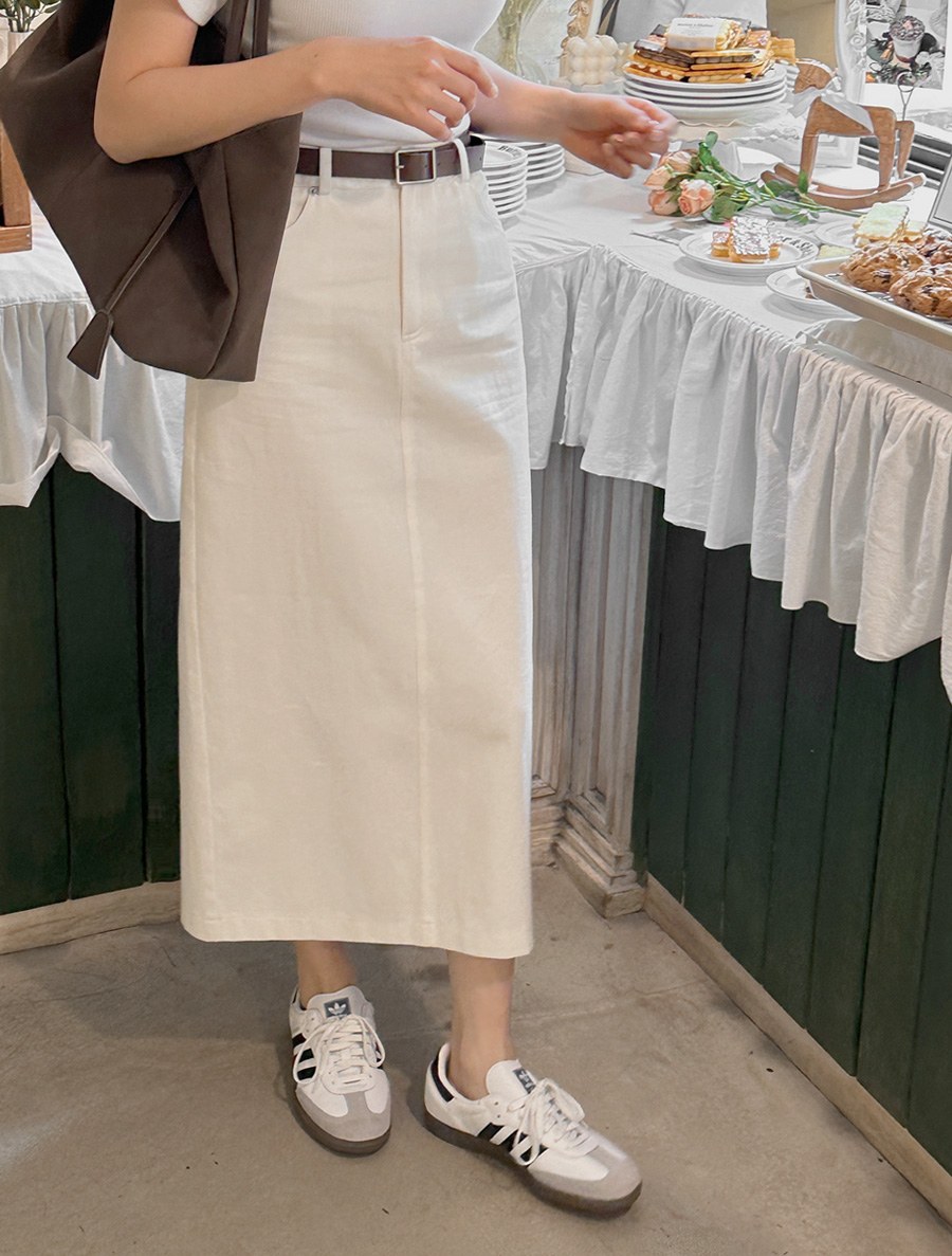[EVELLET] Corime Cotton Hline Long Skirt