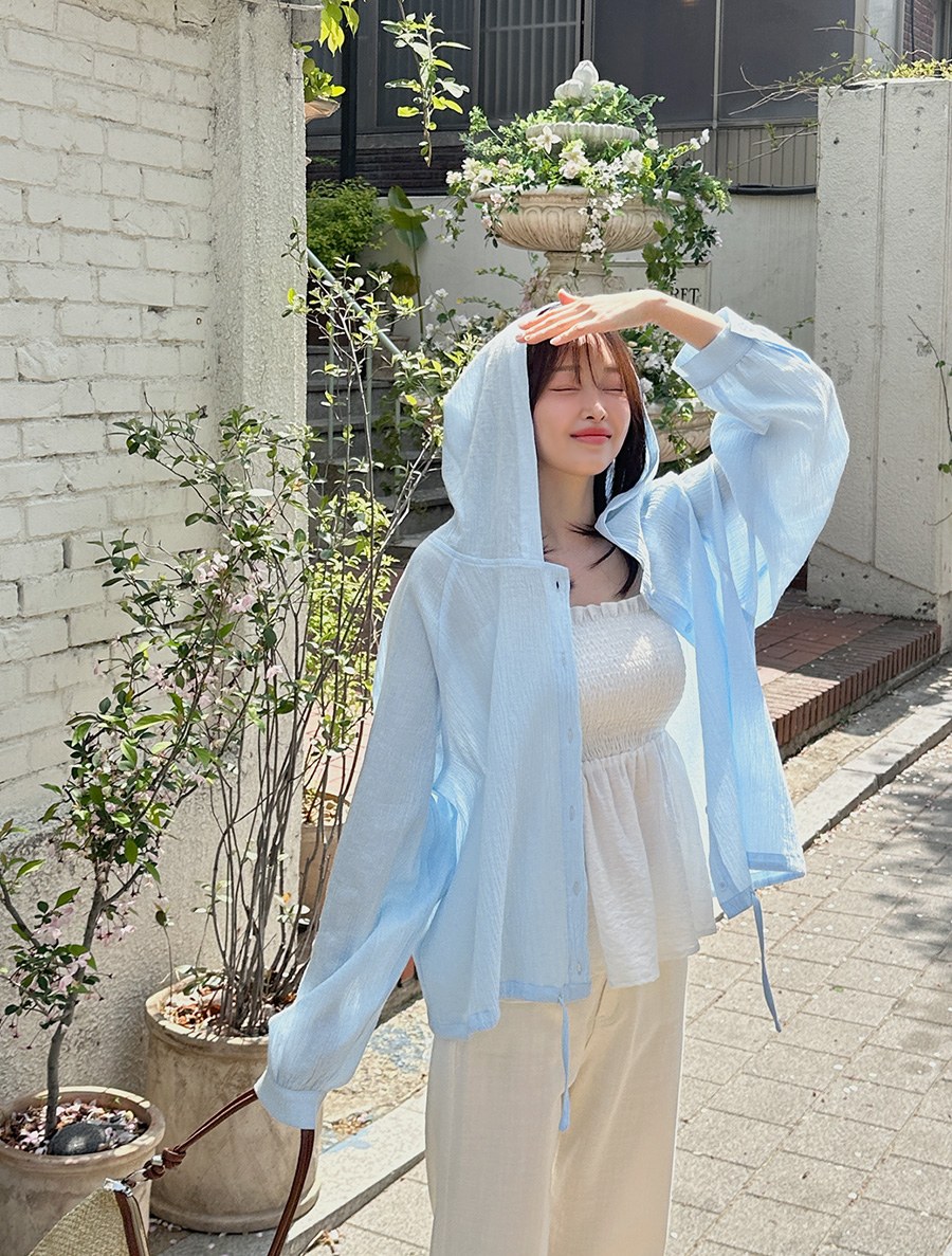 [EVELLET]Rotienne Cotton String Hood Shirt
