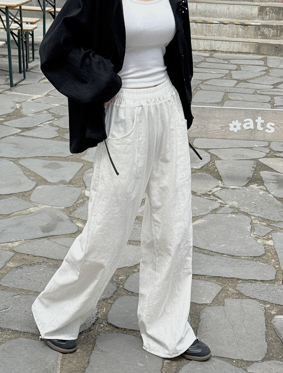 Tureven Stitch Wide Long Linen Pants