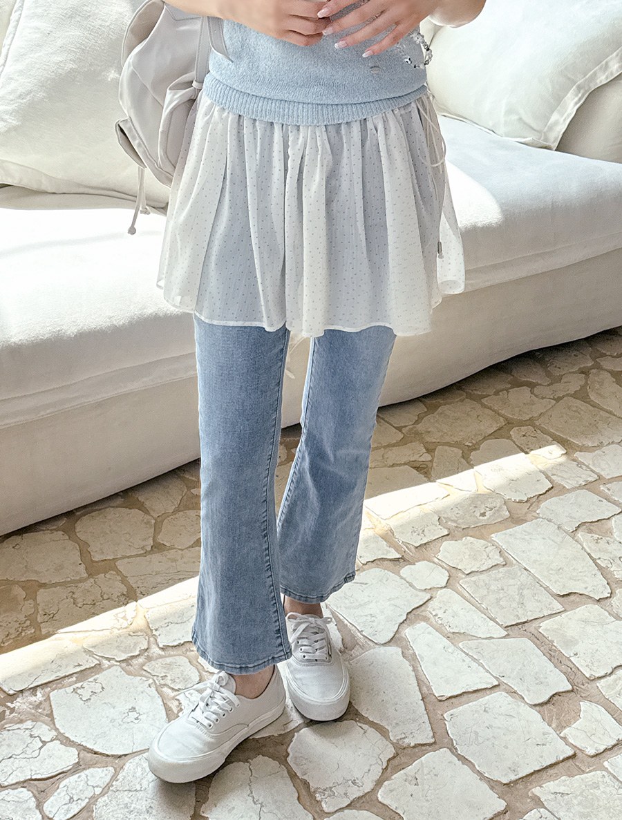 Punien Dot Chiffon Layered Wrap Skirt