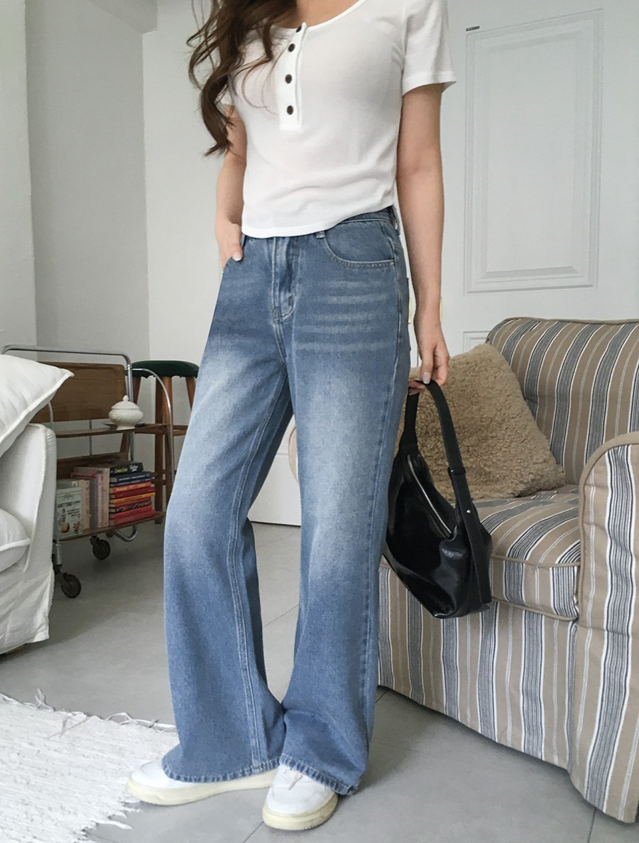 [Daily Pants] Levero Wide Flared Long Denim Pants