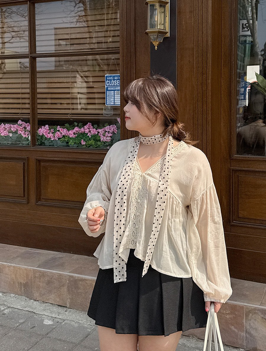 Dehenb See-through look Dot scarf