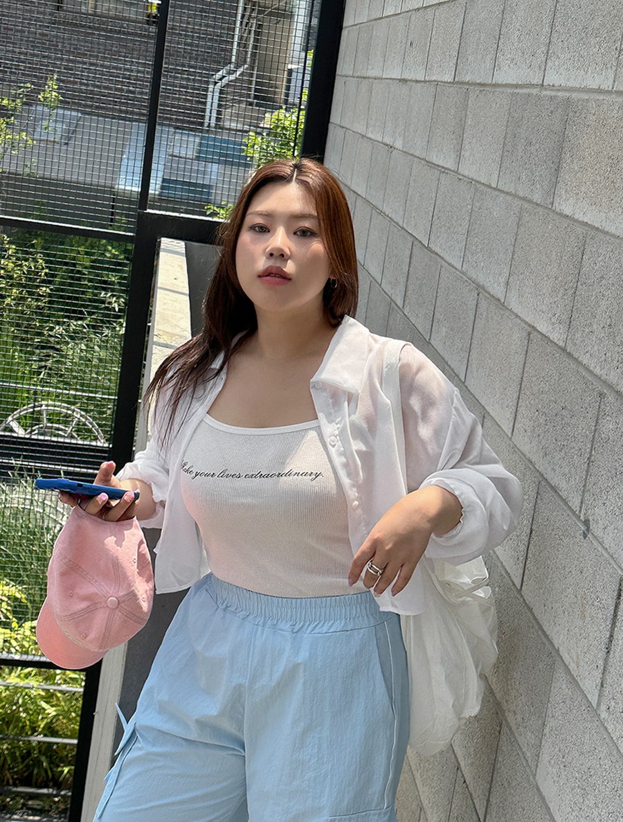 [EVELLET] Selumi Summer Crop See-through look Blouse