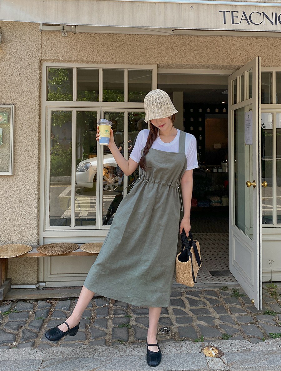 [EVELLET] Adela Linen string Dress