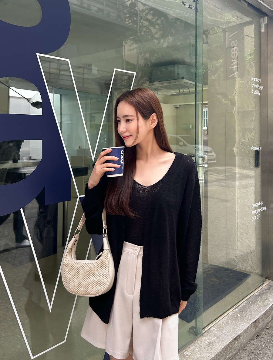 [EVELLET] Rougenne Knit Sleeveless Cardigan SET