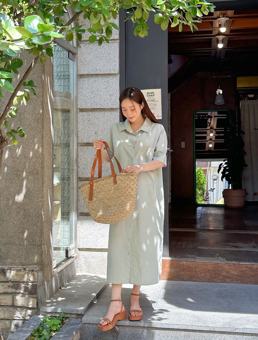[EVELLET] Kumonen Cotton Long Dress Belt SET