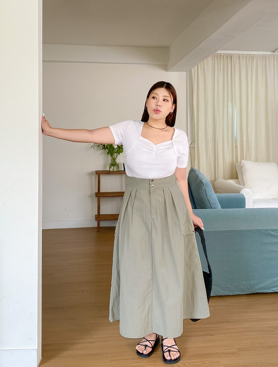 [EVELLET] Tenverdeen Cargo Waistband Long Skirt
