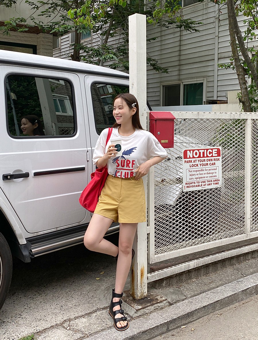 [EVELLET] Mary's Cotton Shorts Back Waistband Pants