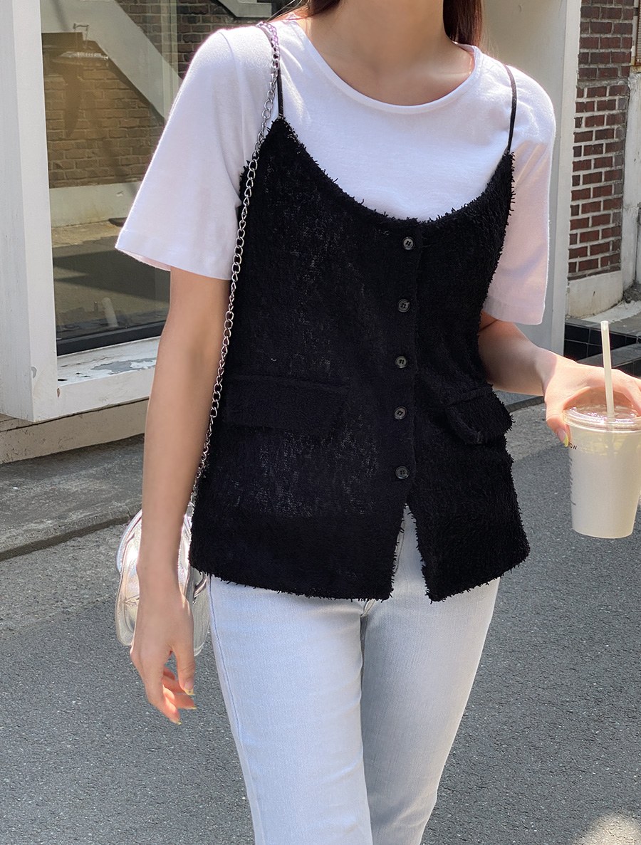 [EVELLET] Puretti Boucle Bustier T-shirt SET