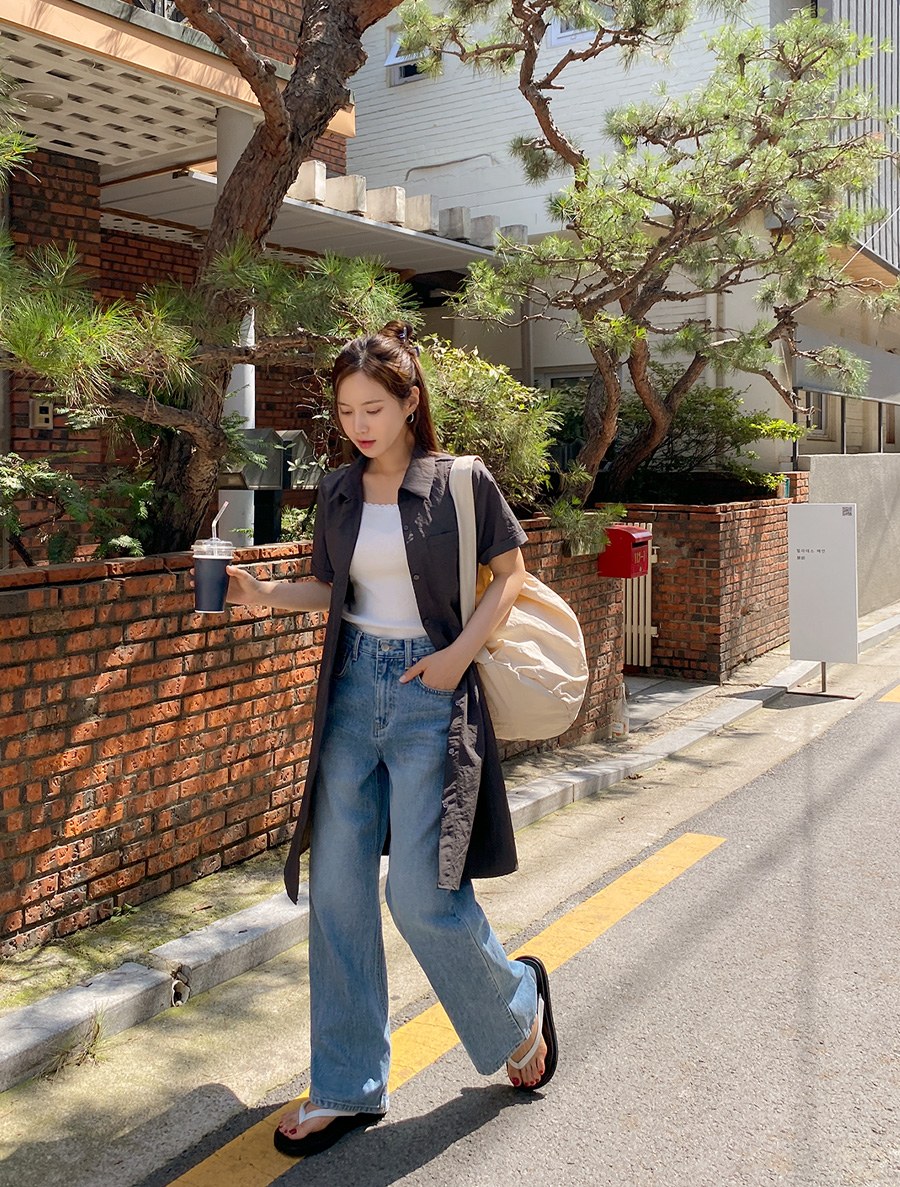 [EVELLET] Terobo Nylon Shirt Dress