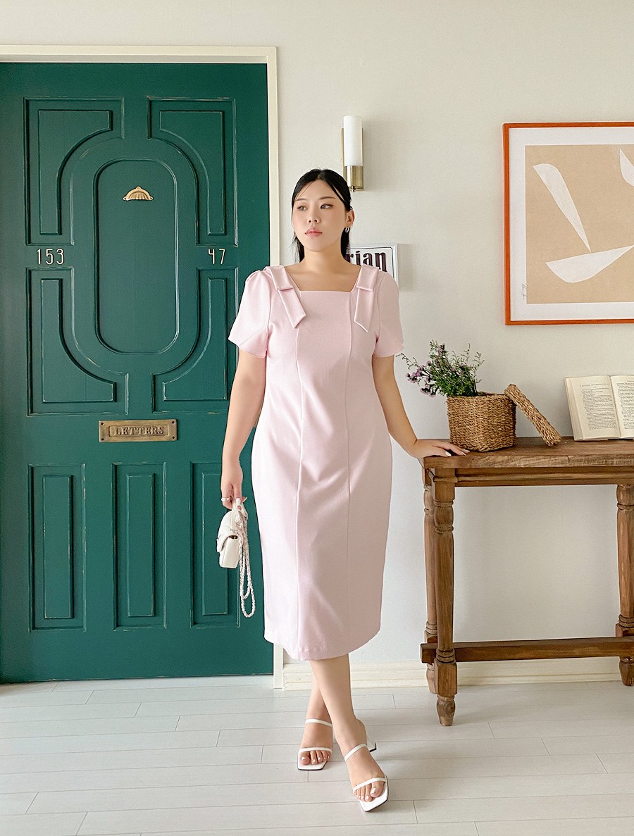 [EVELLET] Namucell Square Neck Long Dress