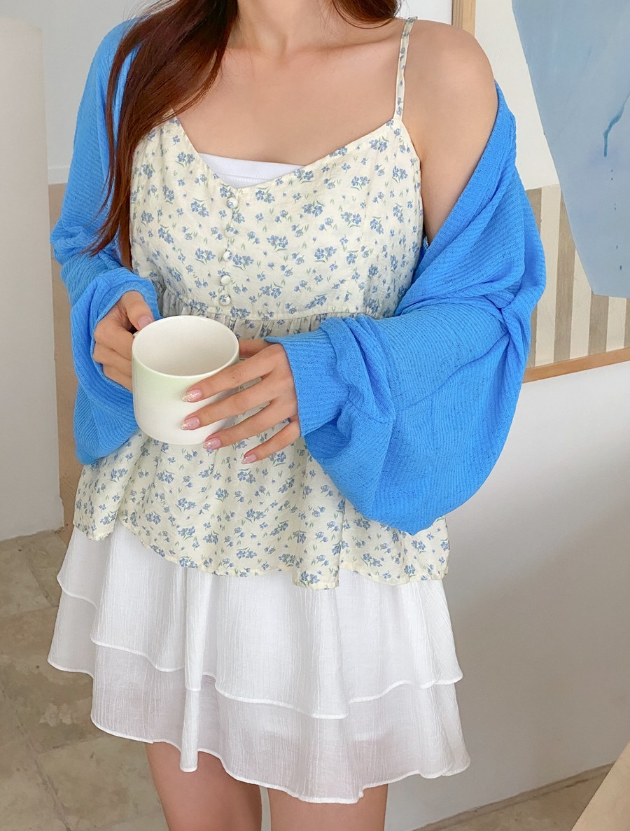 [EVELLET] Lollian Bean Button Flower Bustier