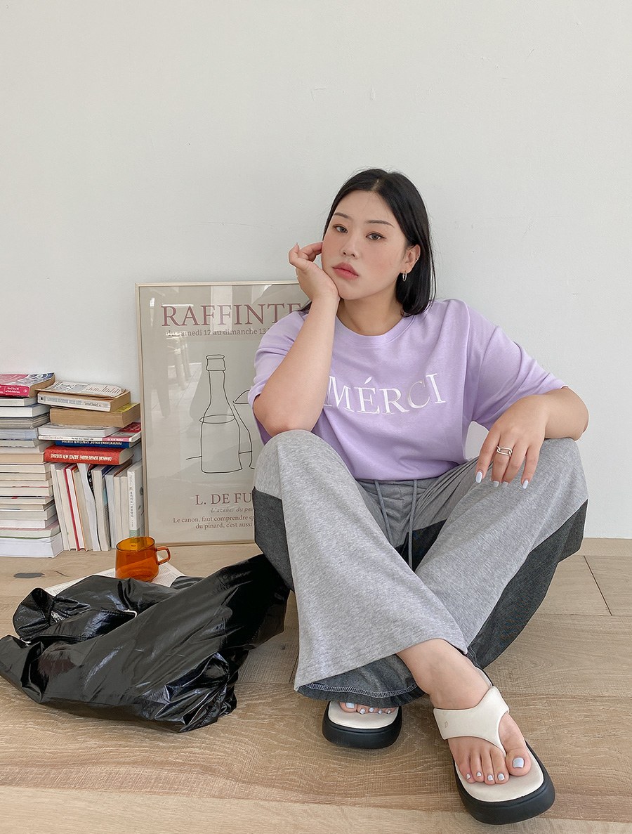 [EVELLET]Ondefin Denim Contrast Waistband Pants