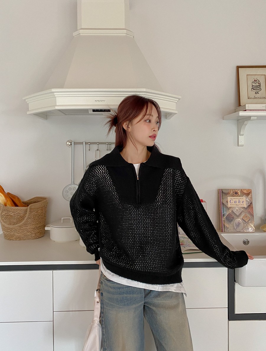 [EVELLET] Hanito Punching Collar Knit