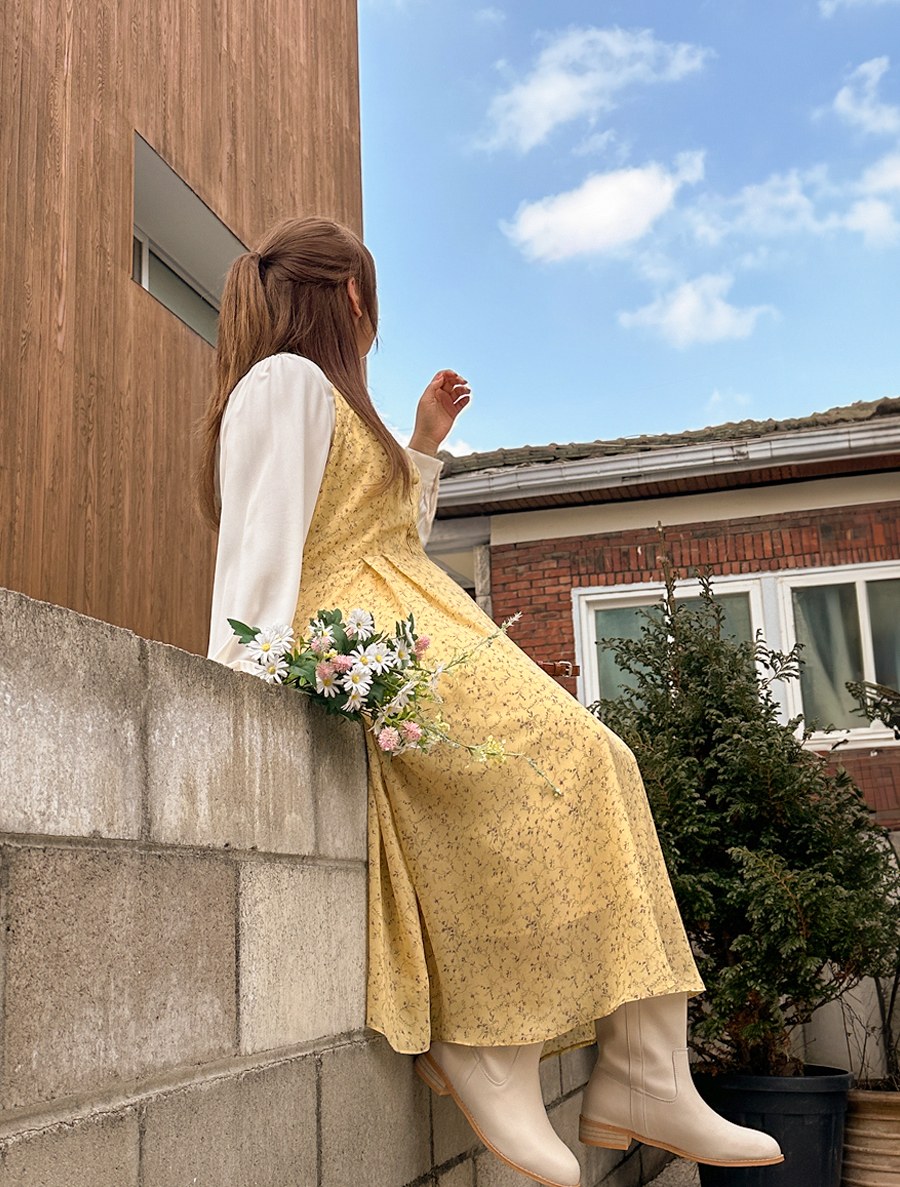 [EVELLET] Rotter Flower Smoke Long Dress