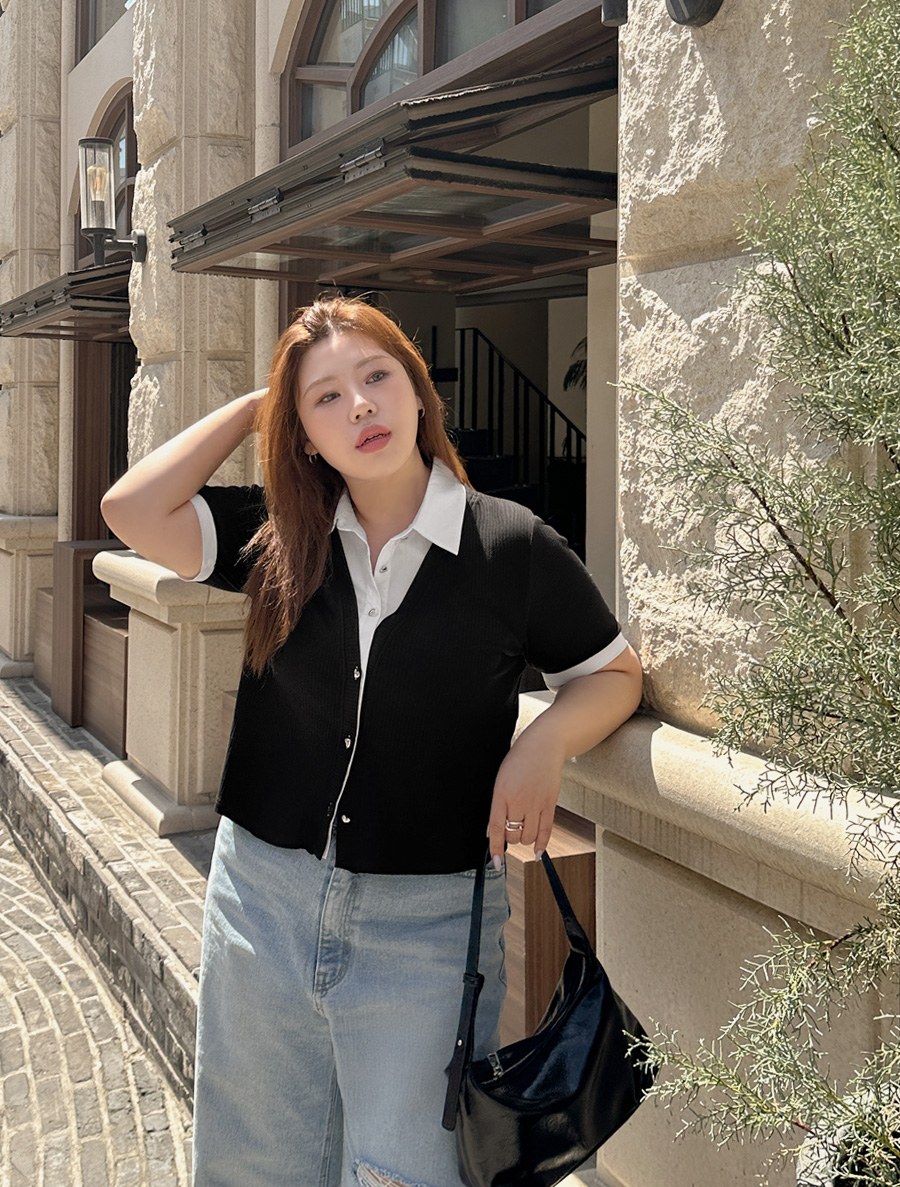 [EVELLET] Midelli Ribbed Contrast Shirt