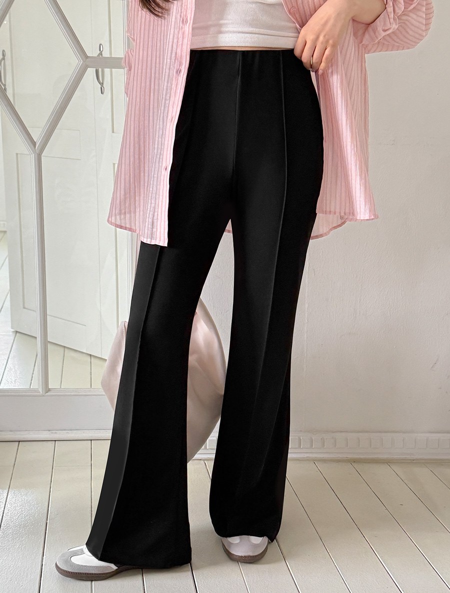 [EVELLET] Purein Span Flared Slacks cut by length