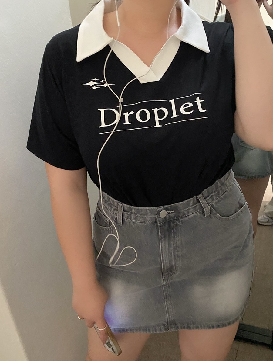 [EVELLET]Needmu Contrast Collar T-shirt