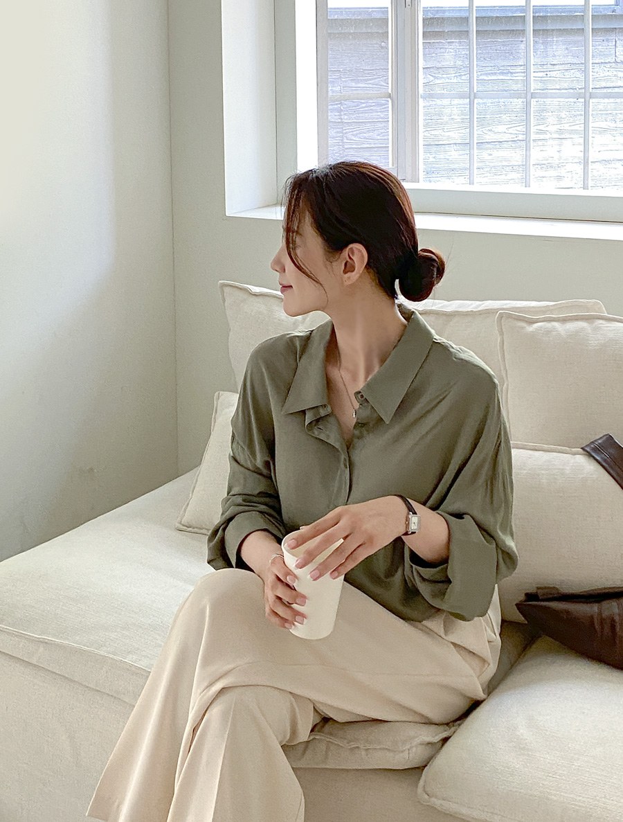 [EVELLET] Kenean Linen Basic Shirt