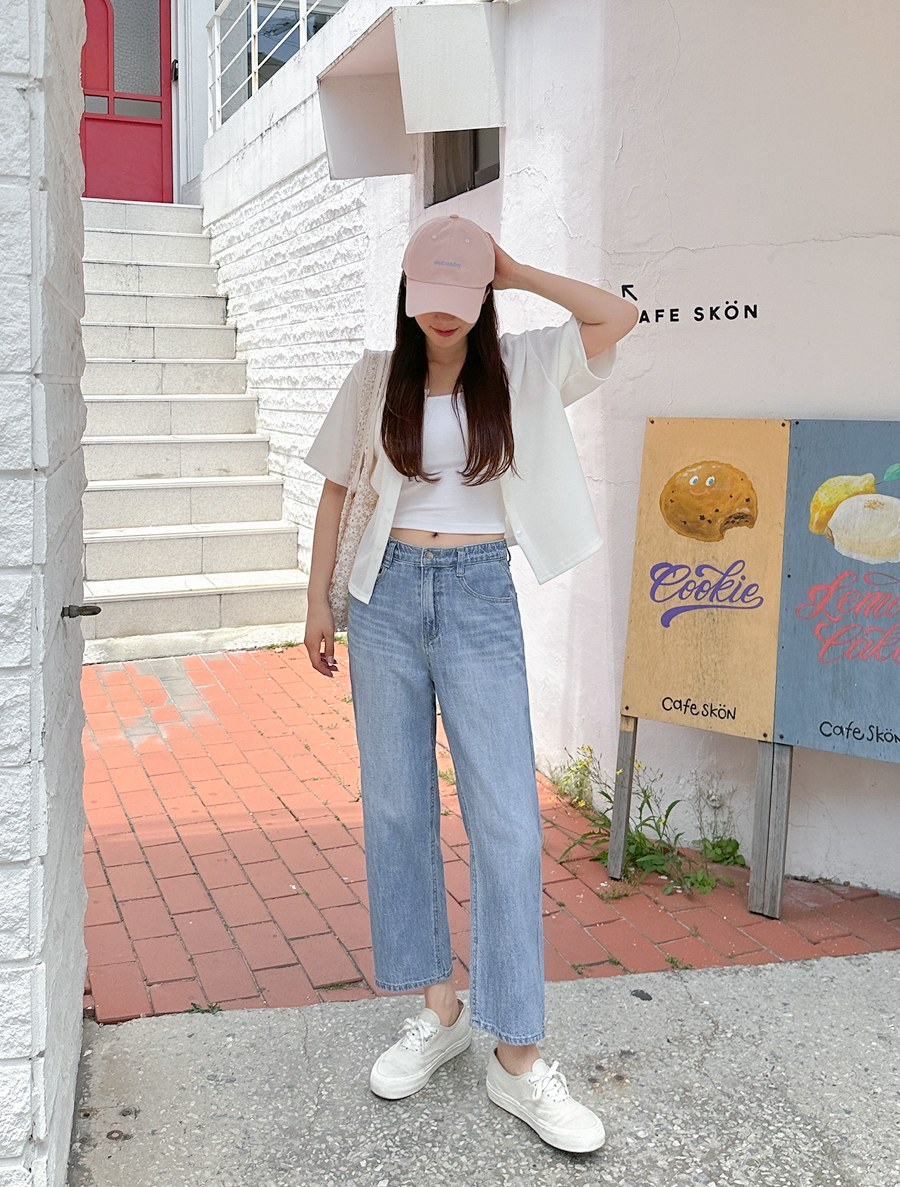 [Daily Pants]Lebelle Cool Denim Straight Pants