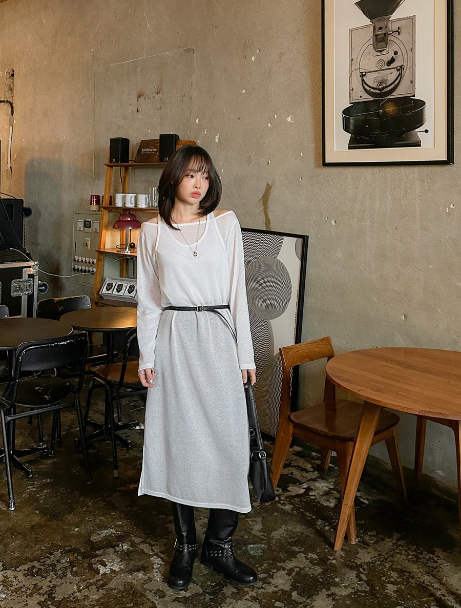 [EVELLET] Peruvian Knit T-shirt Bustier One-Piece Set