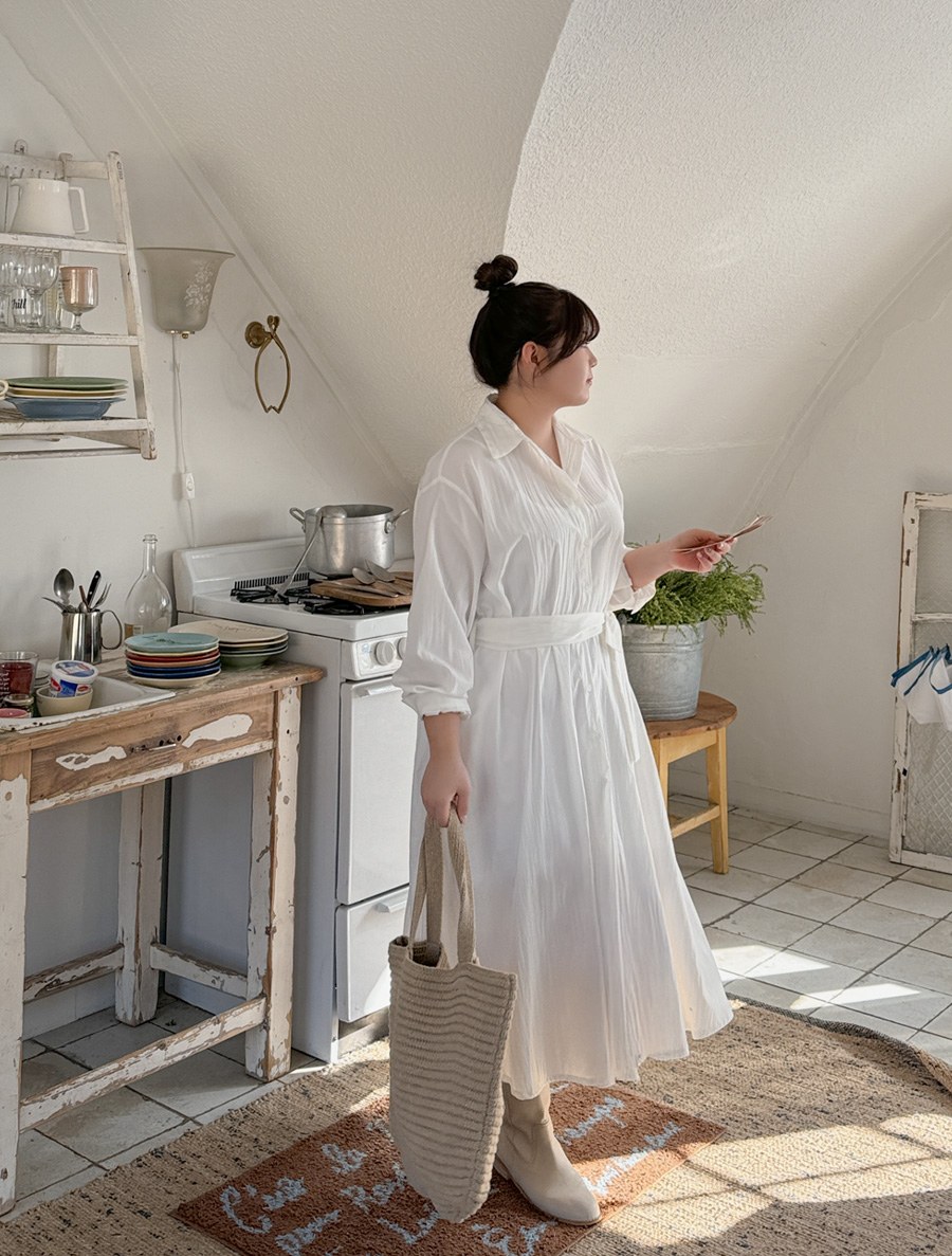 Leapi StrapSET Collar Shirt Long Dress