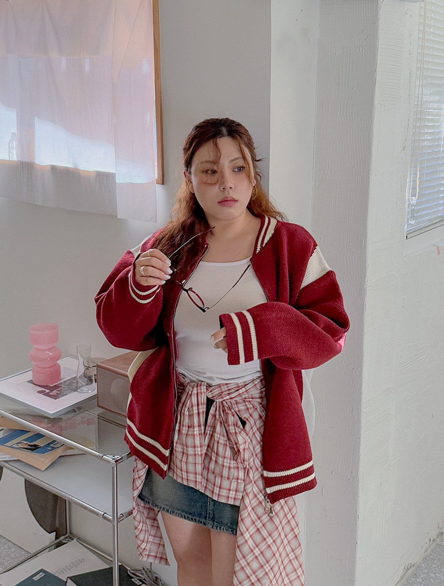 Diond Contrast two-way Knit Zip up