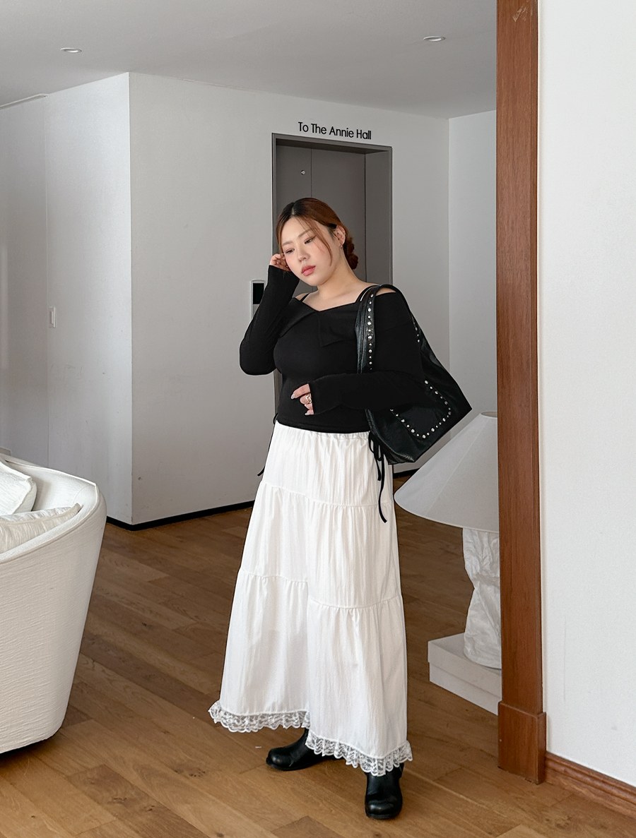 Belle Amu Lace Tiered Long Skirt