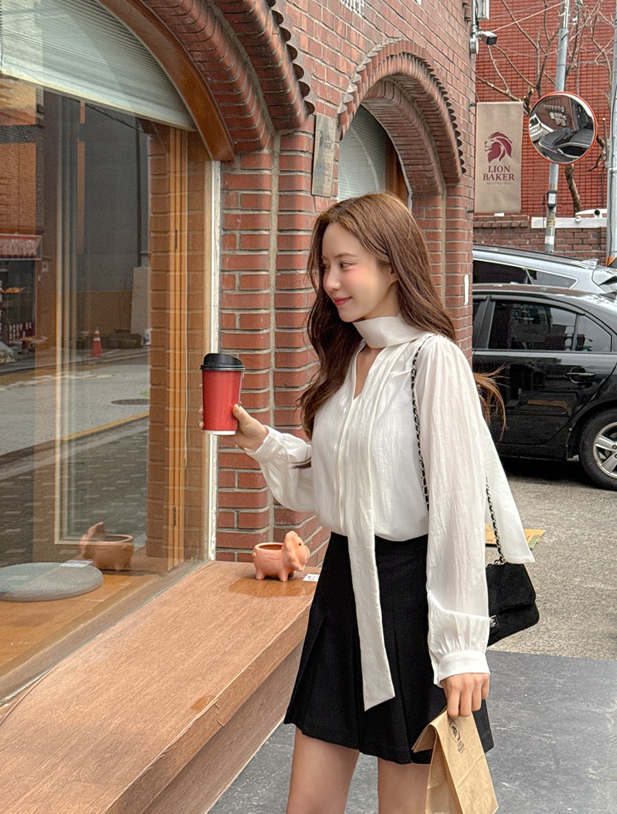 Beauty Tie Button Blouse