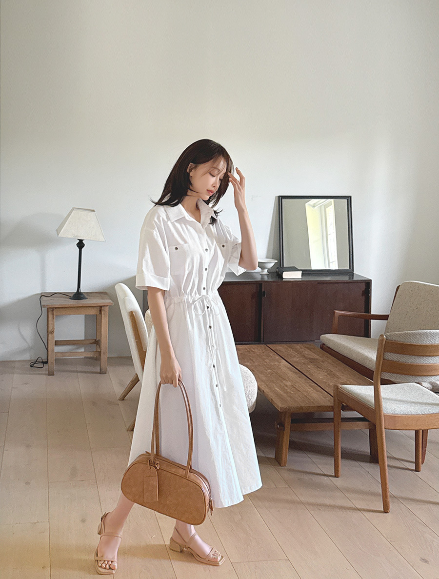 Eonmu String Button Long Dress