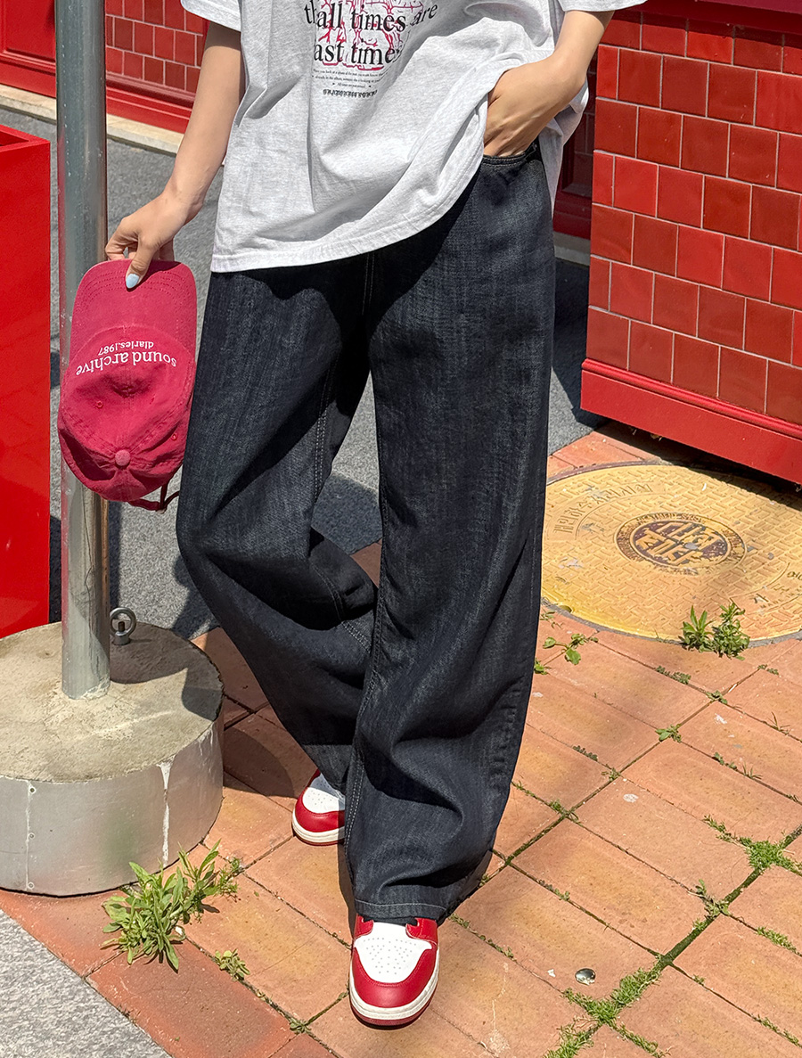 Enrotin Raw Wide Long Denim Pants