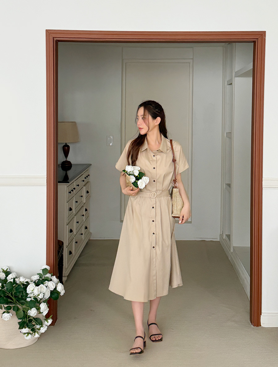 Applet BeltSET Pintuck Shirt Dress