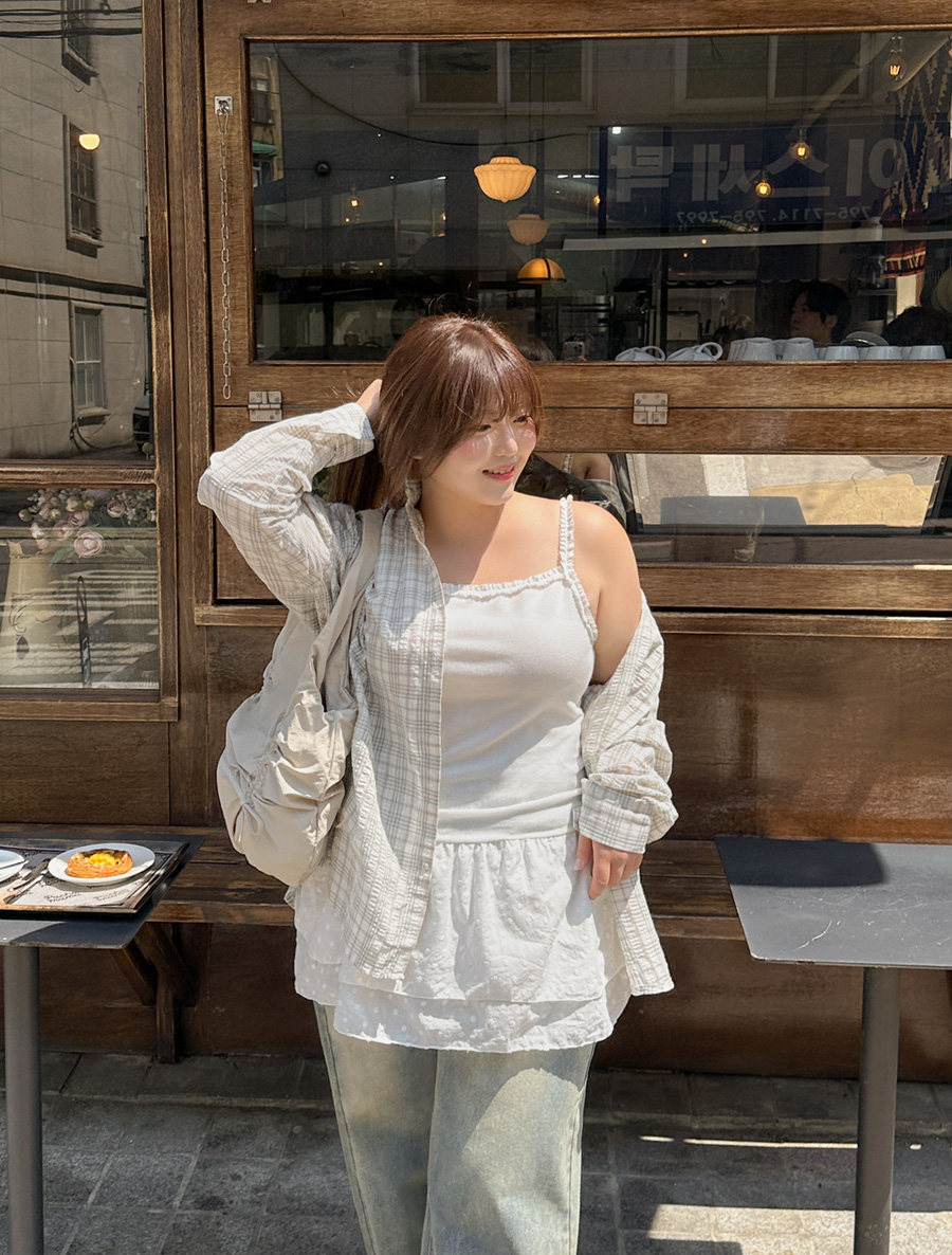 Muiten embroidery layered Tiered Sleeveless