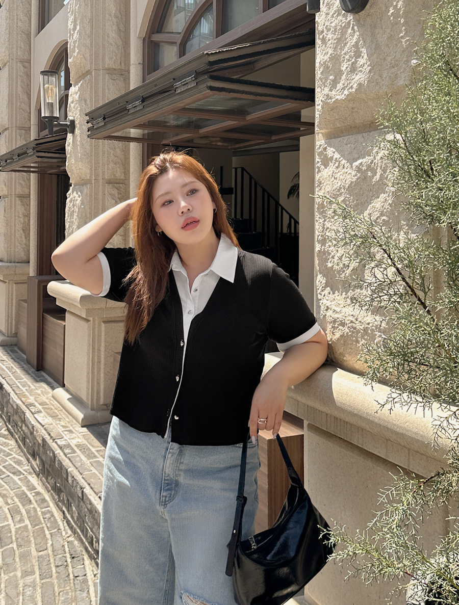 [EVELLET] Midelli Ribbed Contrast Shirt