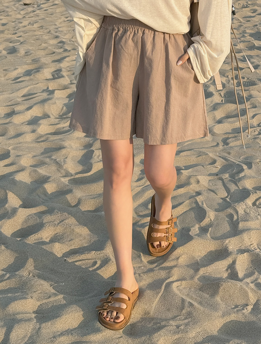 Shubian Linen Shorts Waistband Pants