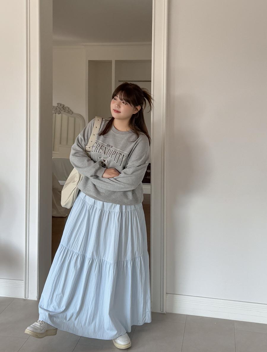 Denzumi Nylon Tiered Long Skirt