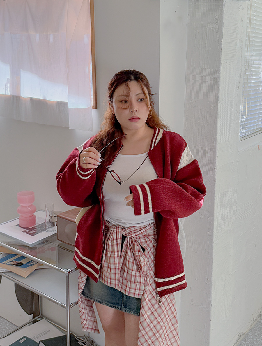 Diond Contrast two-way Knit Zip up