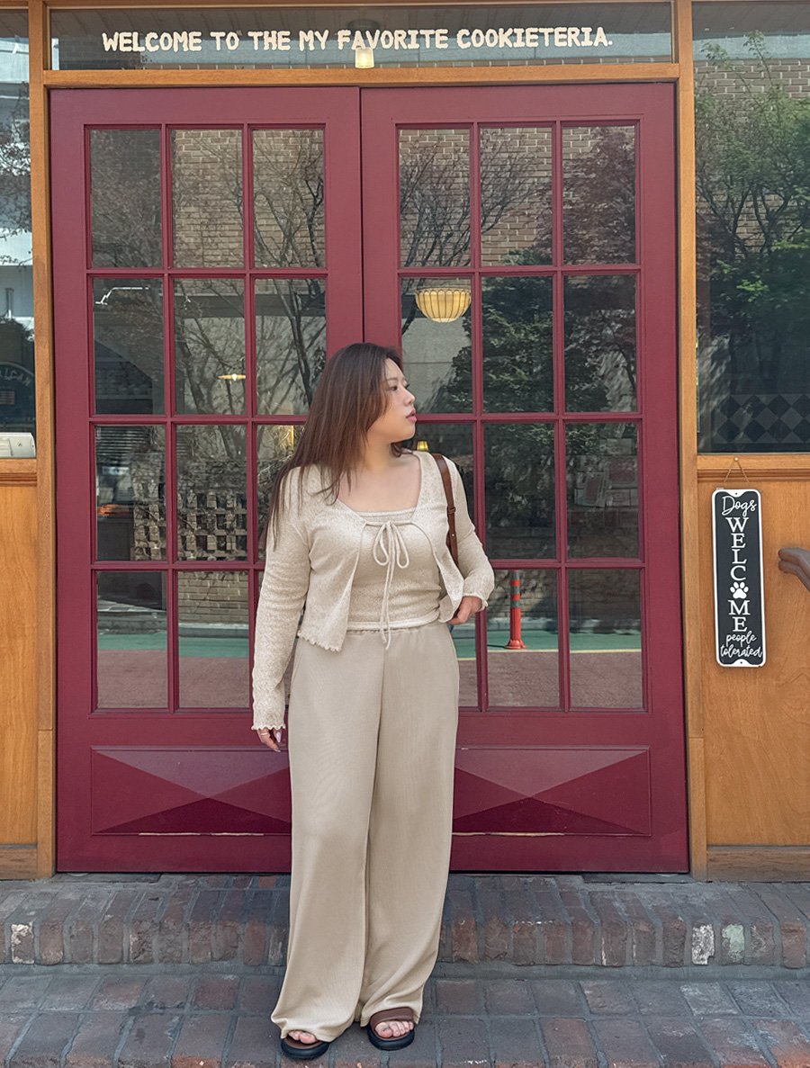 Tsumien Ribbed Wide Waistband Pants
