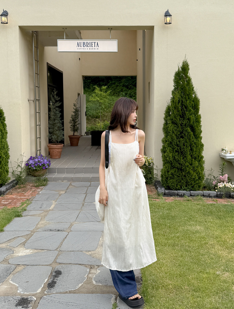 [EVELLET] NFP Side String Layered Bustier Long Dress