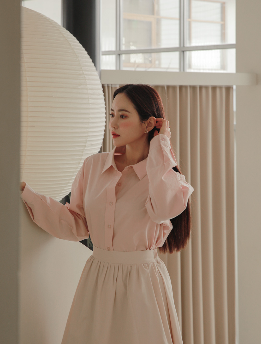 [EVELLET] Twomondy Unbalance Cotton Shirt