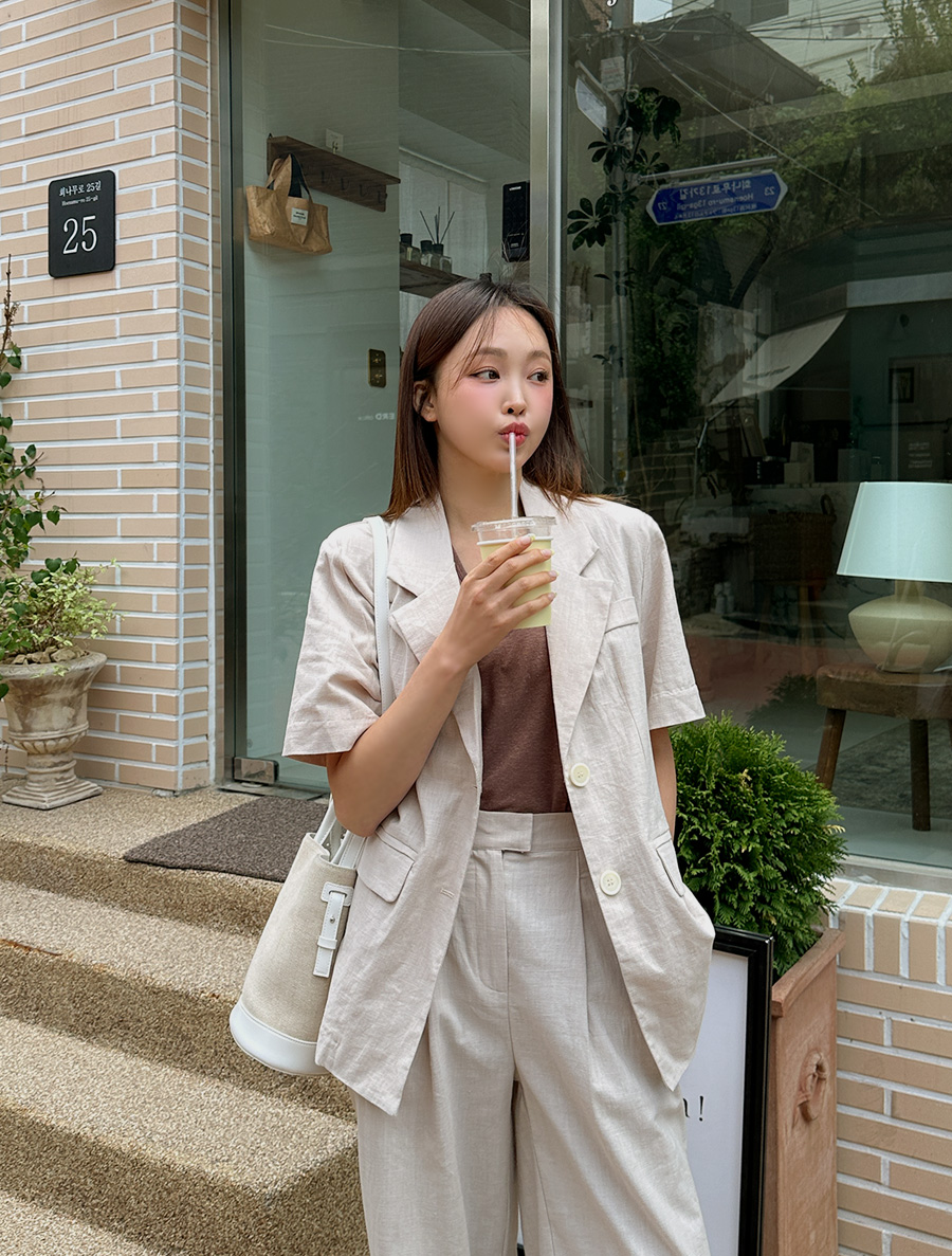 [EVELLET] Centini Linen single Jacket